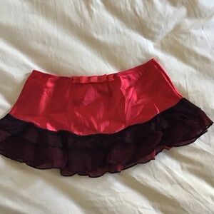 Jezebel Vintage Satin Sexy Red and Black Skirt, size S